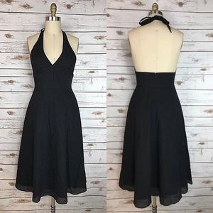 NEW Jcrew Halter A-line dress Black seersucker Sz2